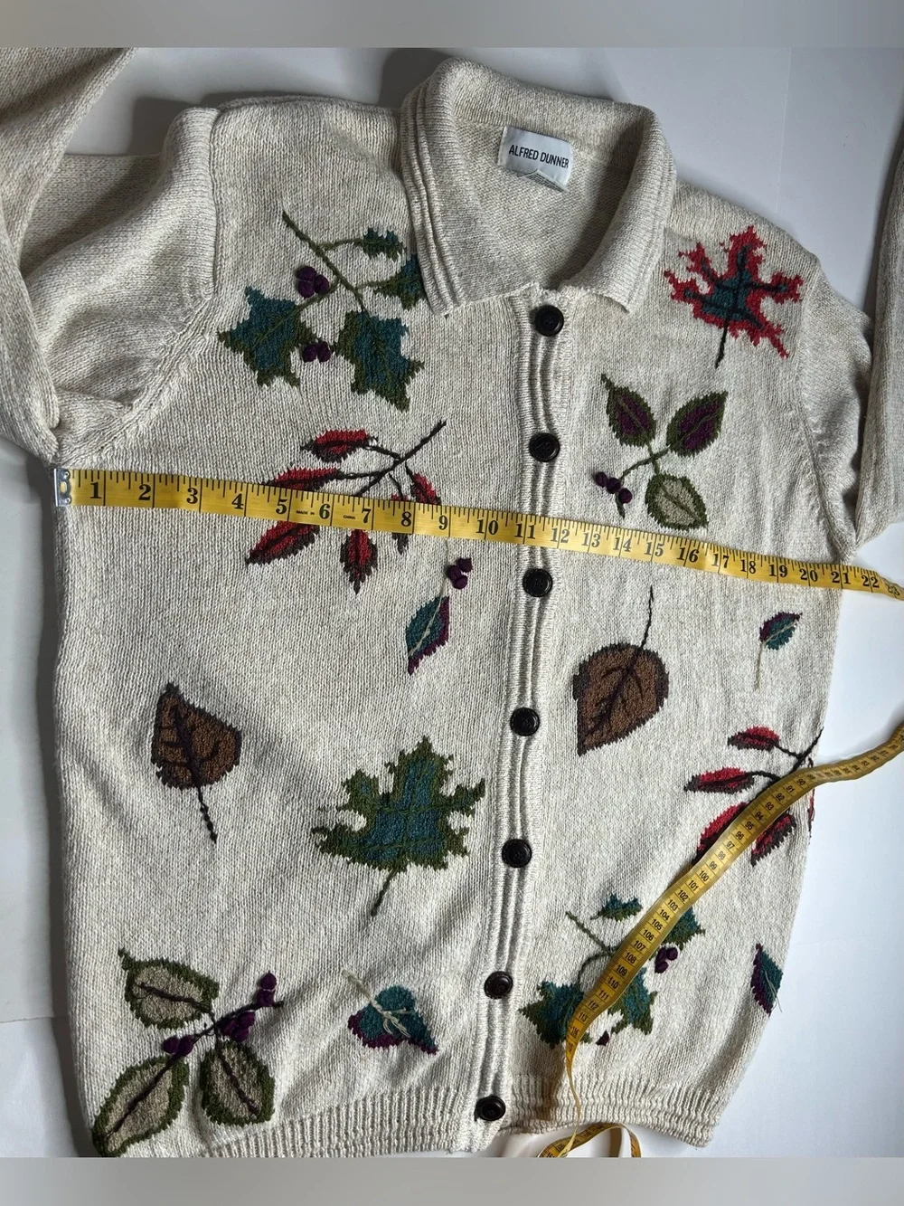 Vintage Alfred Dunner Fall Leaf Motif Grannycore Sweater Y2K Cozy Autumn Sz M